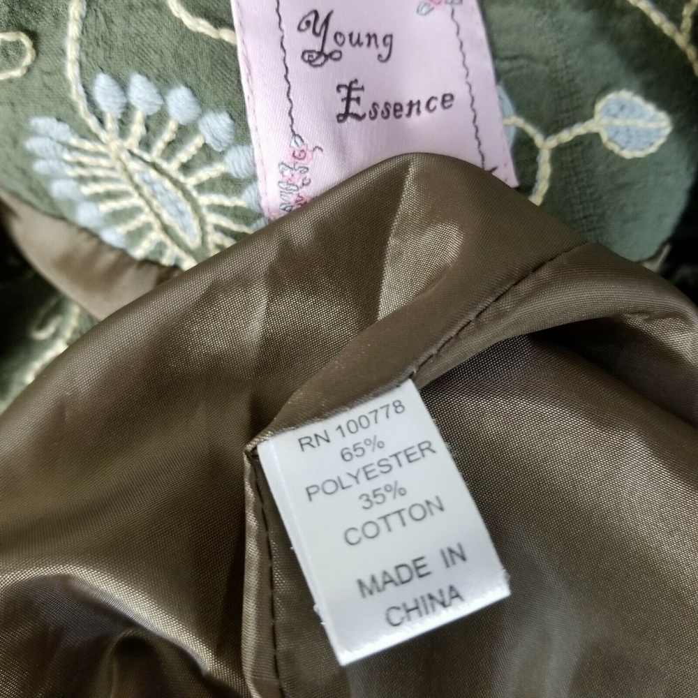 Young Essence Coat Green Floral Embroidered - Picture 7 of 8